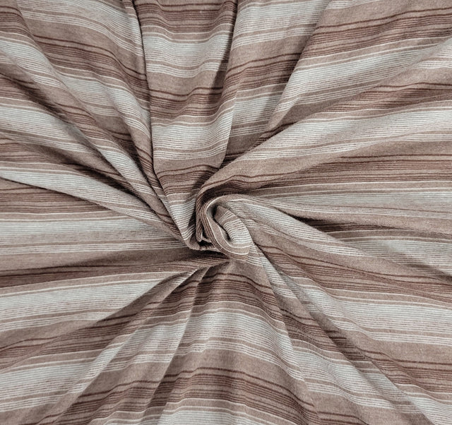 Polyester Jersey Knit Lt Brown Off White Stripes