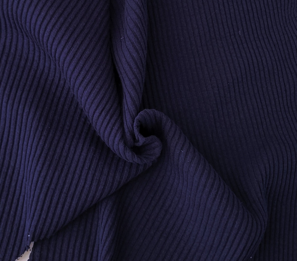 1 Yard Navy 4x4 Rib Knit Cotton Spandex Fabric Stretchy Durable Soft