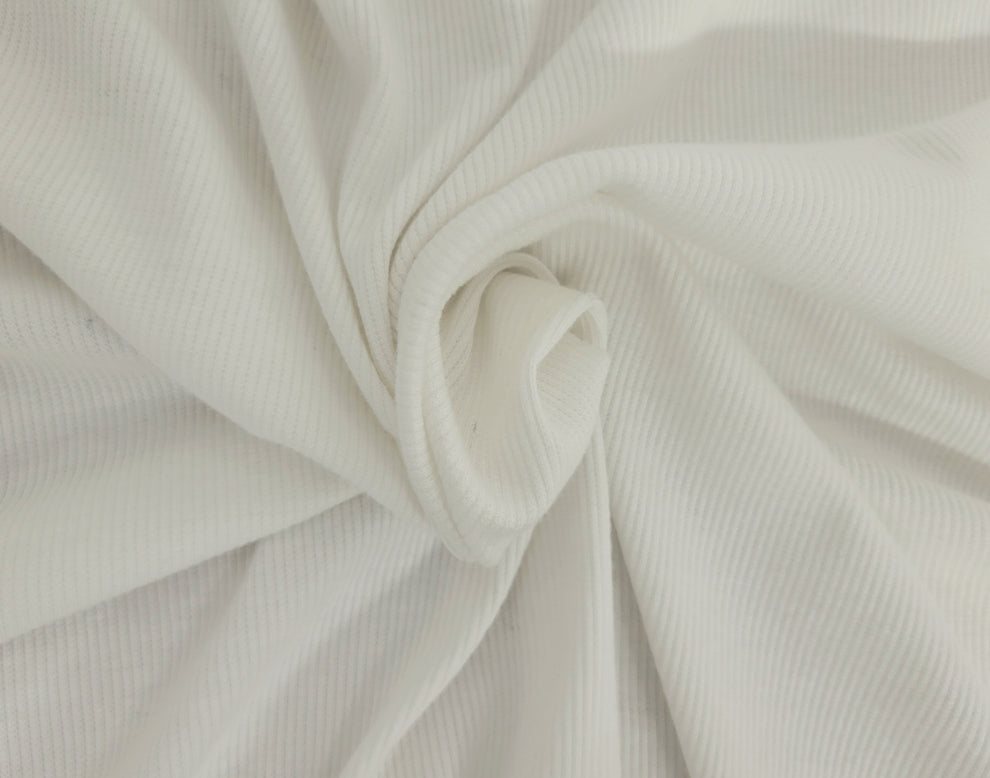 1 Yard Off White Cotton Tencel Spandex 2x1 Rib Knit Fabric Soft Stretchy