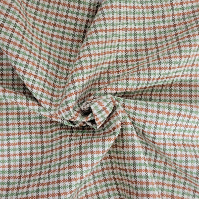 1 Yard Green Brown Taupe Gingham Linen Cotton Yarn Dye Fabric for Shirts, Dresses, Crafts