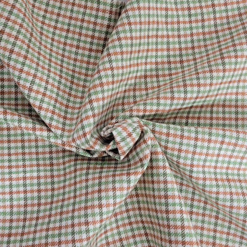 Linen Cotton Gingham Brown Green Taupe