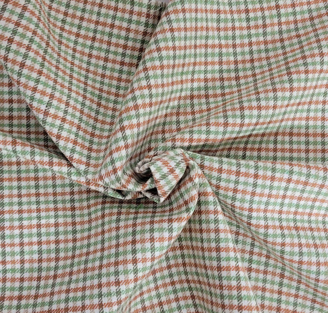 Linen Cotton Gingham Brown Green Taupe
