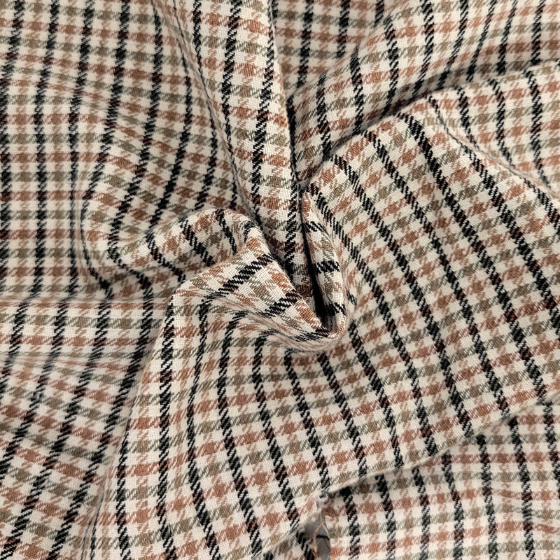 1 Yard Black Olive Brown Yarn Dye Linen Cotton Gingham Fabric for Dresses, Shirts, Decor