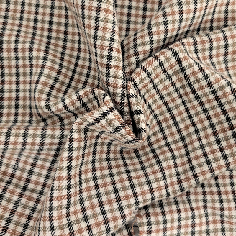 Linen Cotton Gingham Black Olive Brown