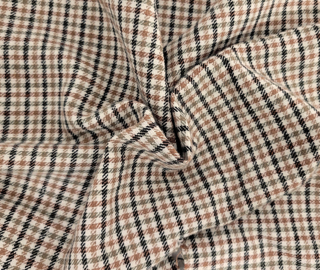 Linen Cotton Gingham Black Olive Brown