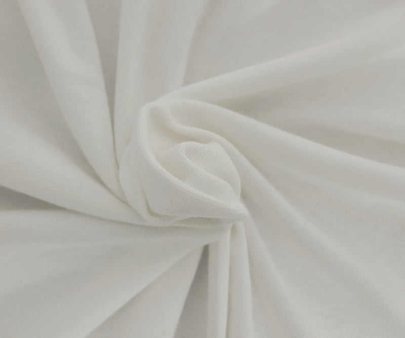 1 Yard Off White Organic Cotton Spandex 1x1 Rib Knit Fabric PFD Stretch Lightweight