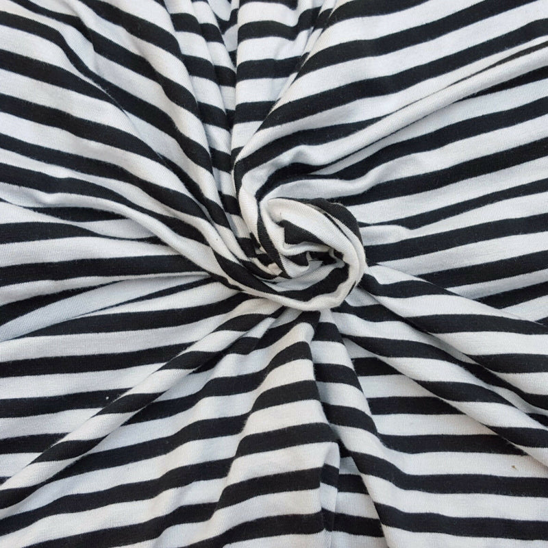 Striped Modal Spandex Jersey Black White