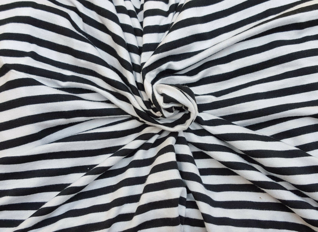 Striped Modal Spandex Jersey Black White