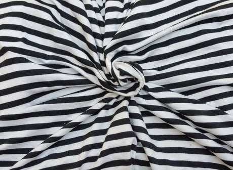 Striped Modal Spandex Jersey Black White