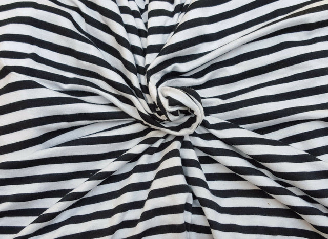 Striped Modal Spandex Jersey Black White