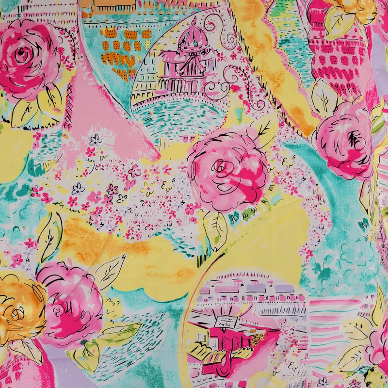 Cotton Twill Spandex Satin Finish Floral Print