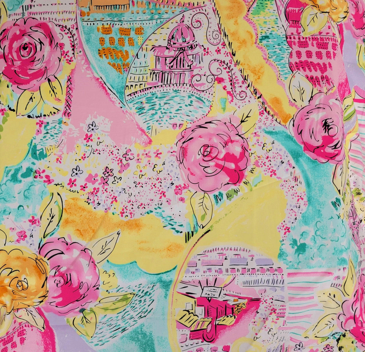 Cotton Twill Spandex Satin Finish Floral Print
