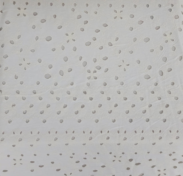 Cotton Eyelet Jersey Knit White