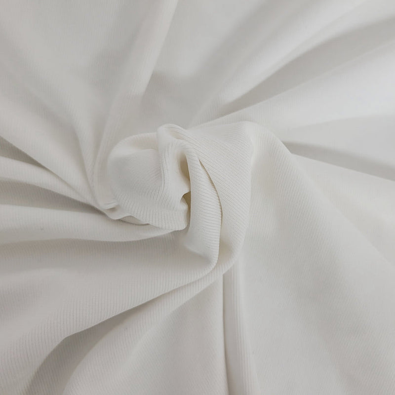 1 Yard White Nylon Spandex 1x1 Rib Knit Fabric Stretchy Soft Durable Material