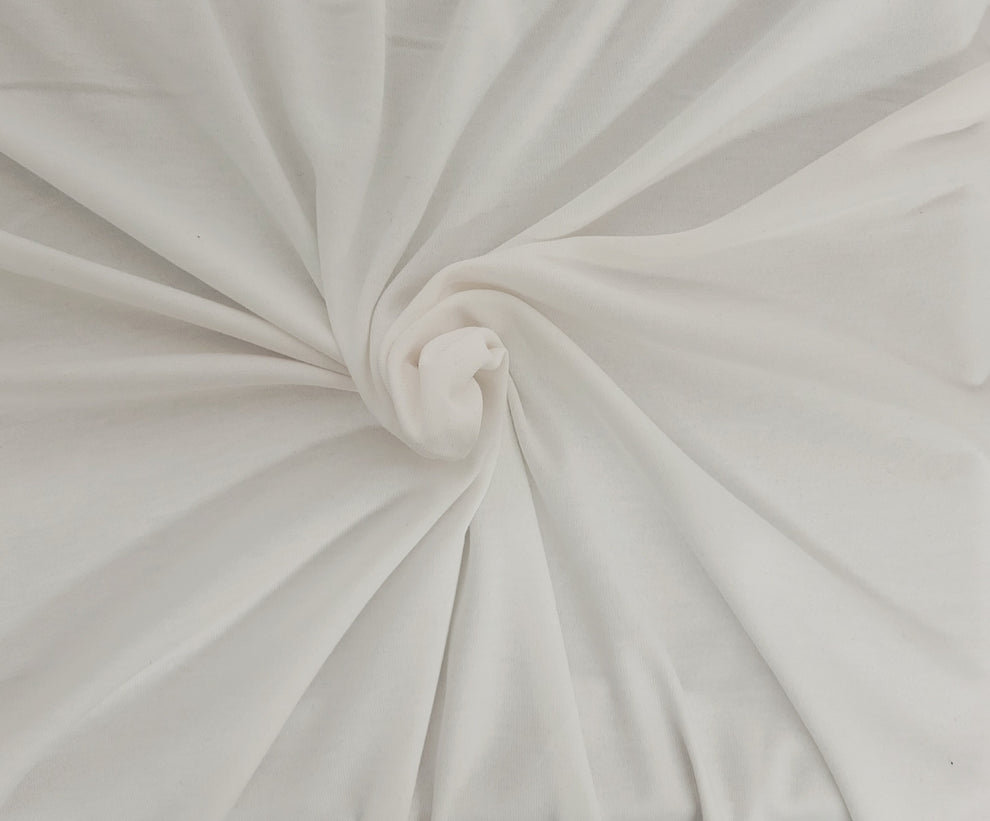 1 Yard White Cotton Poly Interlock Knit Fabric for Shirts, Sleepwear, Linings, and DIY Sewing