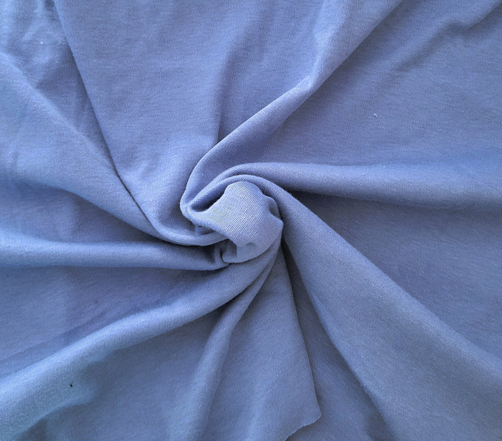 1 Yard Sky Blue Cotton Poly Interlock Knit Fabric for Babywear, Tops, Sleepwear and DIY Sewing