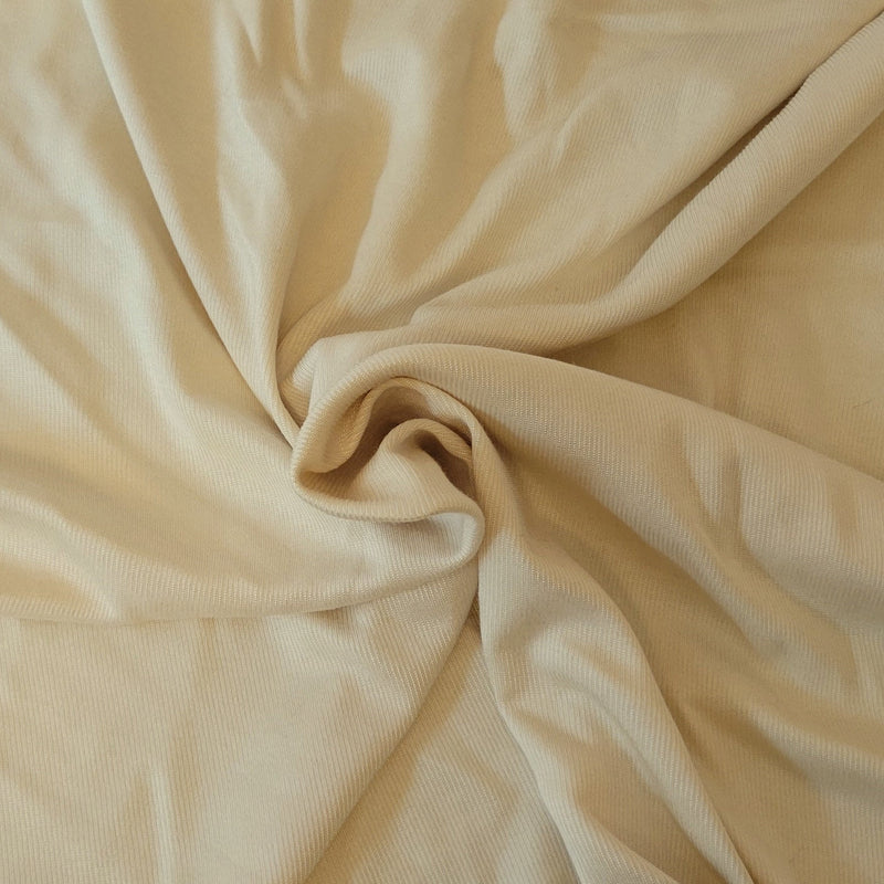 Cream Cotton Rayon 1x1 Rib Knit Fabric