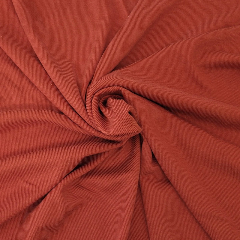 Cotton Rayon 1x1 Rib Knit Red Orange
