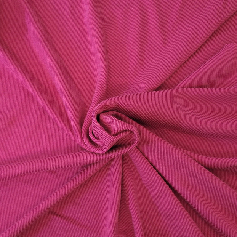 1 Yard Fuchsia Cotton Rayon 1x1 Rib Knit Fabric Stretchy Soft Material