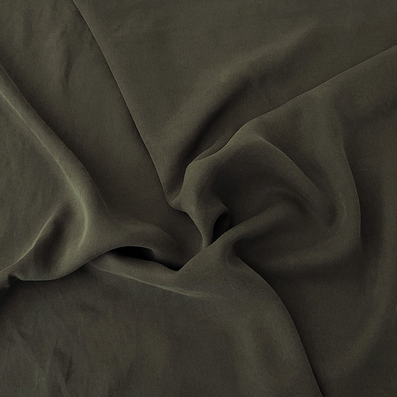 Cupro Tencel Twill Olive Fabric