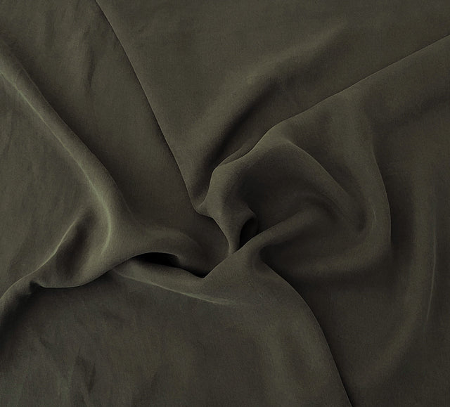 Cupro Tencel Twill Olive Fabric