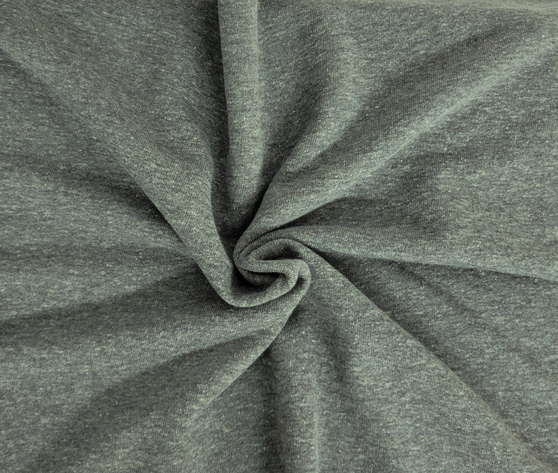 1 Yard Dark Heather Gray Tri Blend Cotton Poly Rayon French Terry Knit Fabric 63 Inch Width