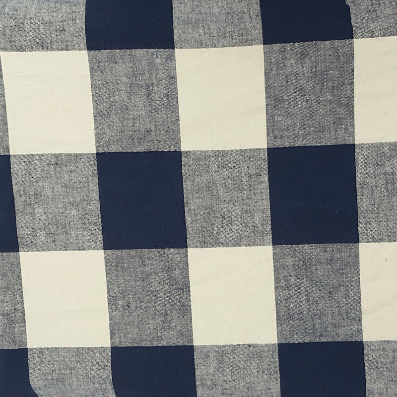 1 Yard Linen Cotton Buffalo Check Fabric Blue Off White Yarn Dyed Rustic Woven