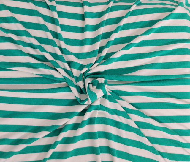 Modal Spandex Jersey Green White Stripe