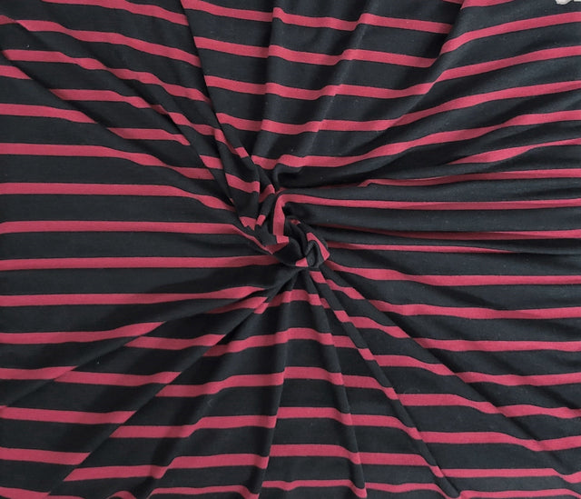Stripe Modal Viscose Spandex Jersey Burgundy Black