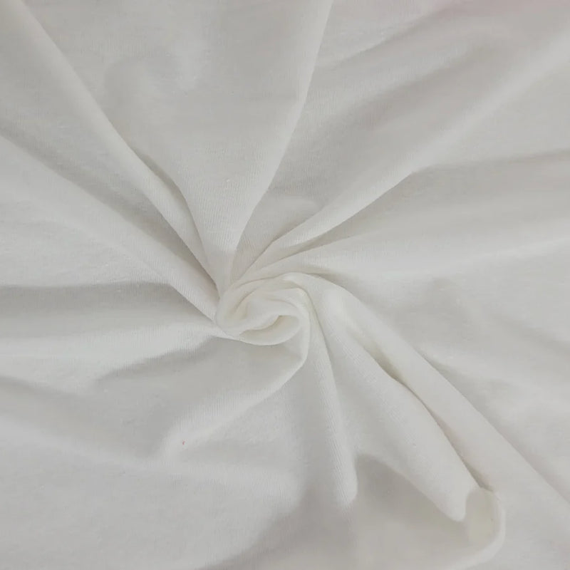 1 Yard White Hemp Cotton Recycled Poly Spandex Jersey Knit Fabric Soft Stretchy Durable