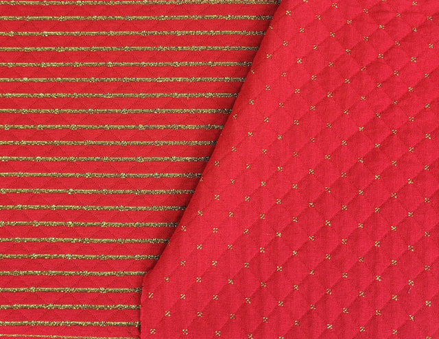 Double Knit Reversible Red Gold Stripe