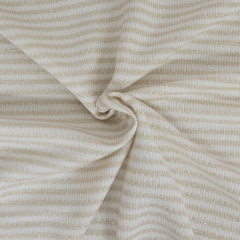 Sweater Knit Yarn-Dye Stripe Gold Lurex