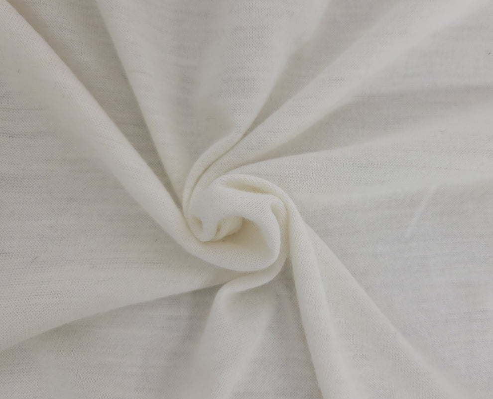 1 Yard Ivory Wool Blend Jersey Knit Fabric