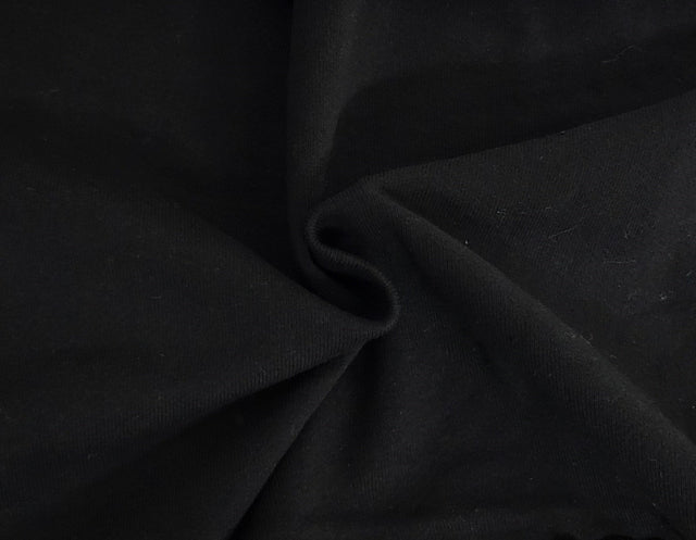 French Terry Knit Jet Black Cotton