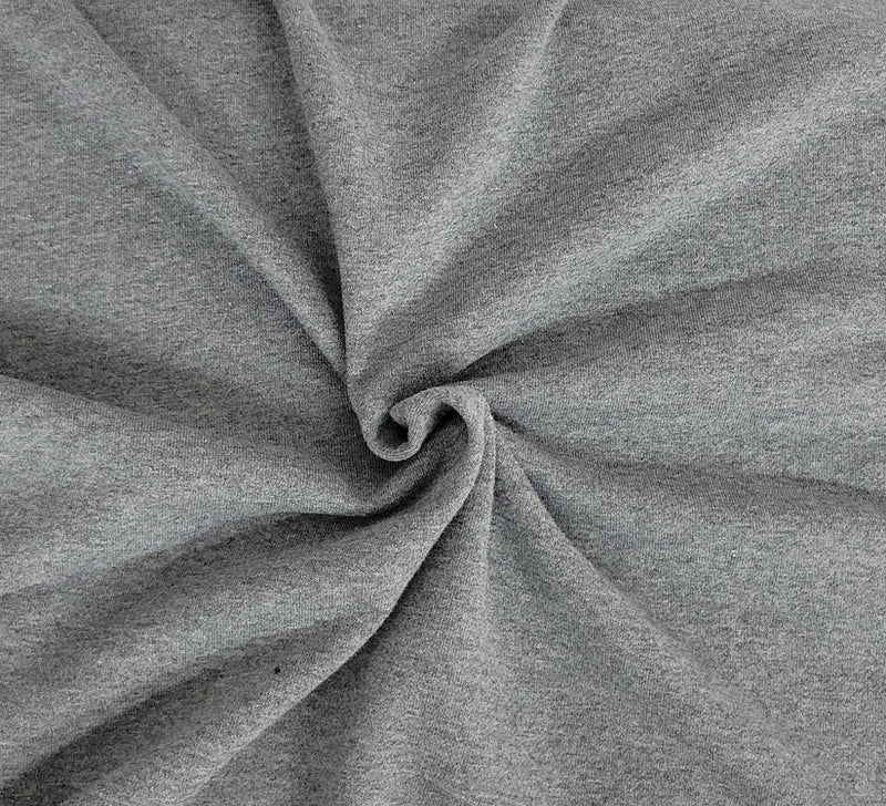 1 Yard Dark Heather Gray 100 Percent Cotton French Terry Knit Fabric 66 Inch Width