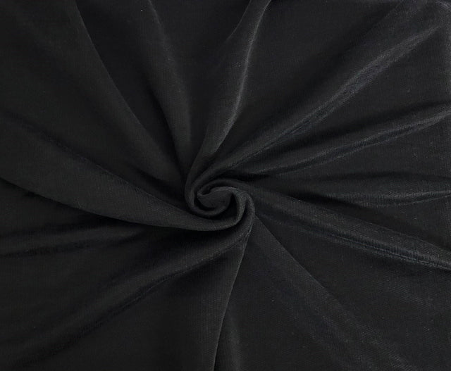 French Terry Knit Black Cotton Rayon Blend