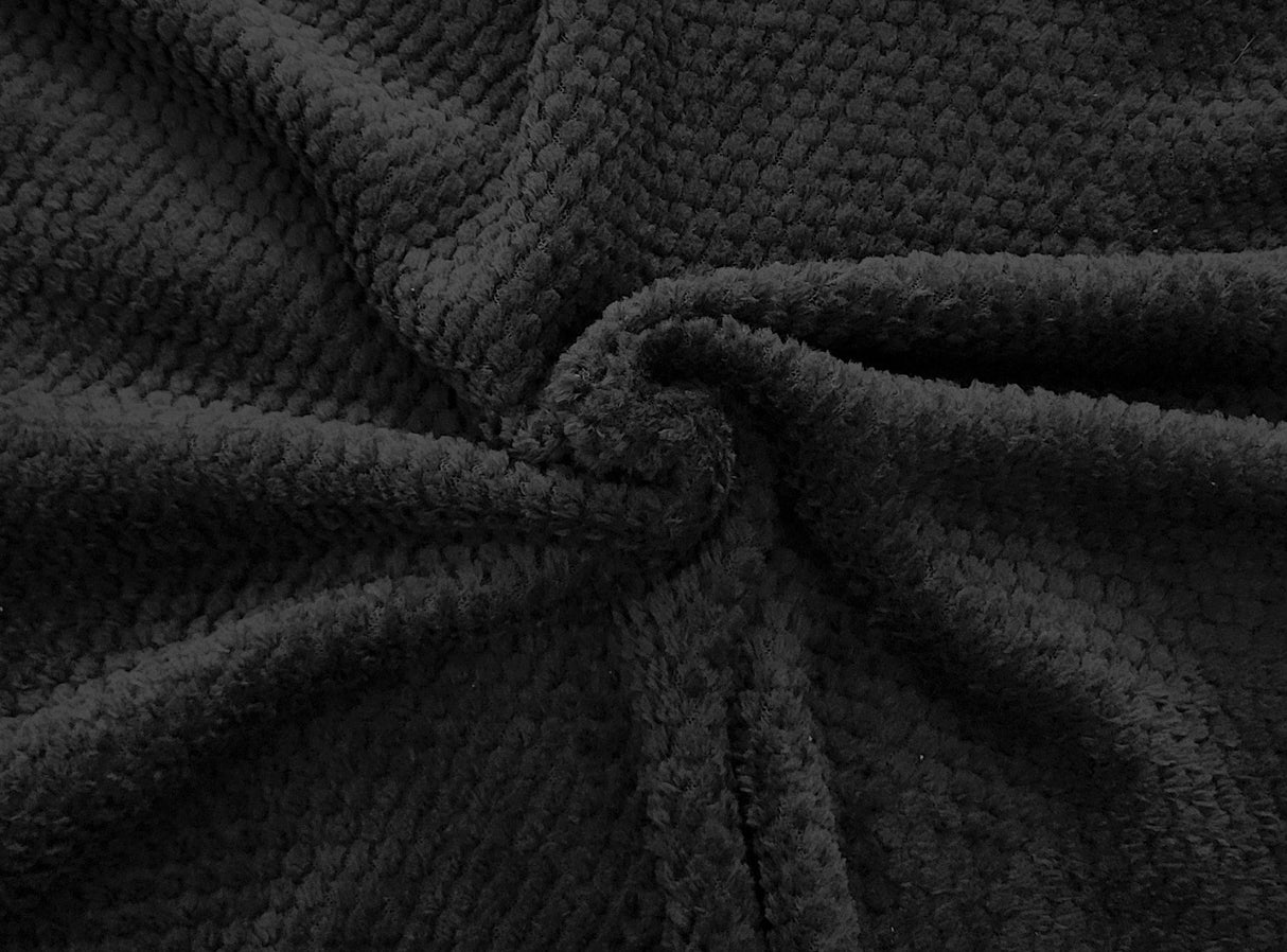 Minky Sherpa Black Dimple Dot