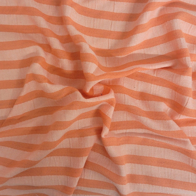 1 Yard Orange Yarn Dye Stripe Rayon Acetate Fabric Soft Lightweight Material