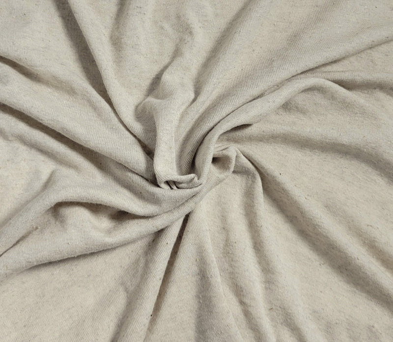 1 Yard Natural Linen Cotton Jersey Knit Fabric Lightweight Soft Neutral Blend 52 Inches Wide
