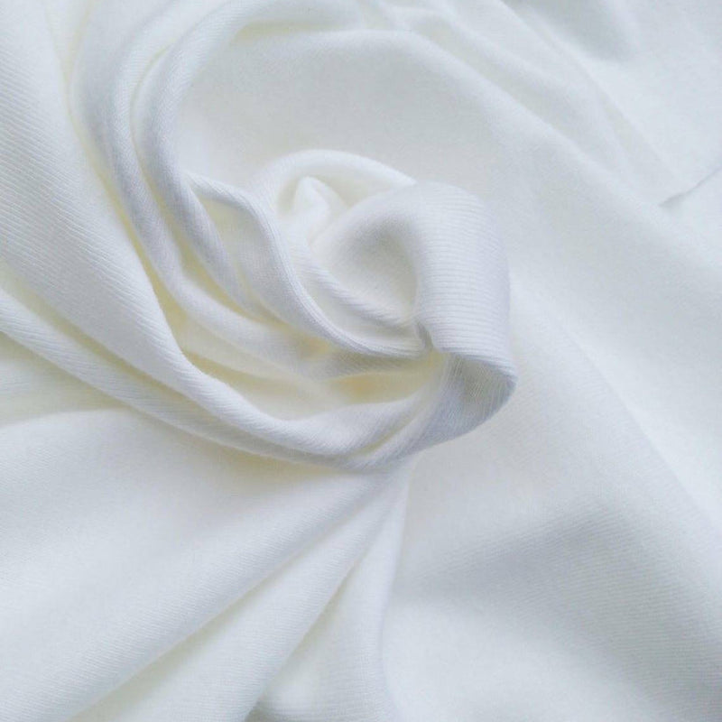 1 Yard White Cotton Spandex 1x1 Rib Knit Fabric Heavy Weight 51 Inch Width