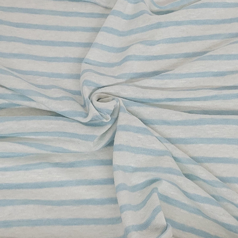 Linen Jersey White Light Blue Stripe