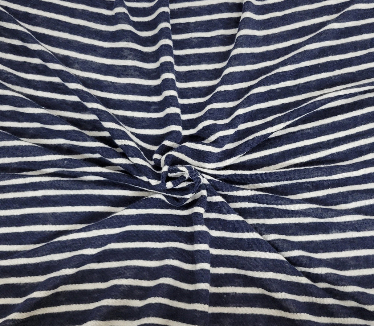 Linen Jersey Navy White Stripe