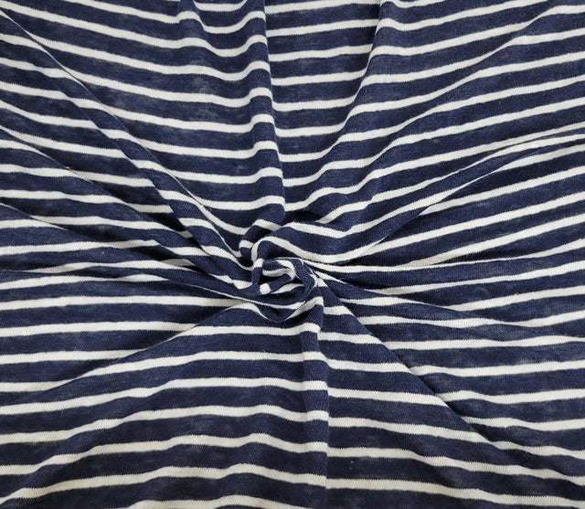 Linen Jersey Navy White Stripe