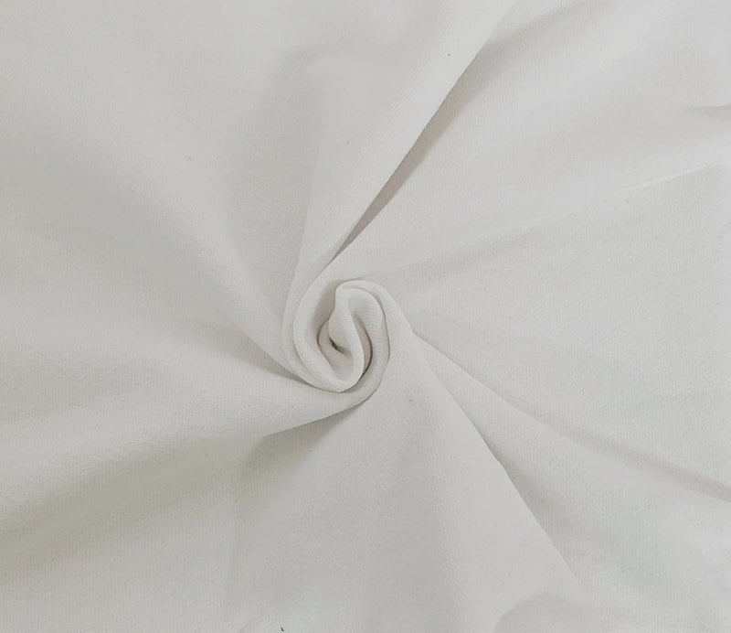 1 Yard Bright White Cotton French Terry Knit Fabric for Sweatshirts.