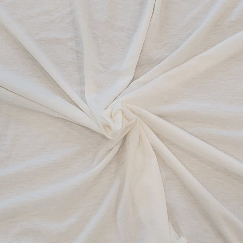 1 Yard Off White Silk Rayon Cotton Jersey Knit Fabric Lightweight Soft Stretch Material