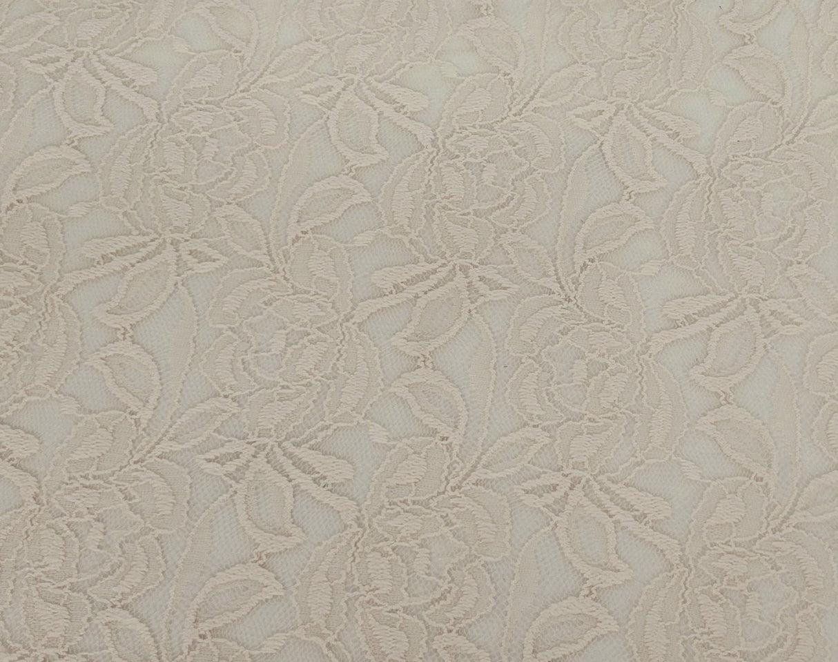 Floral Lace Cream Polyester Fabric