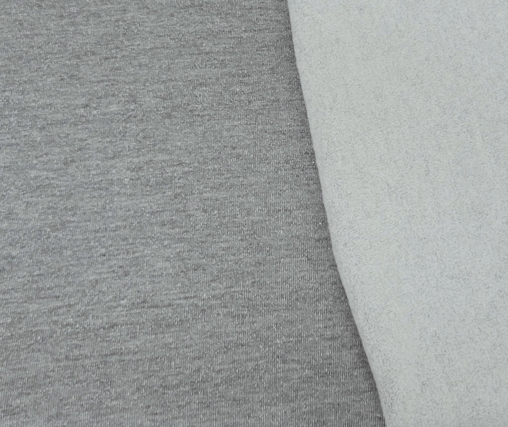 1 Yard Heather Gray Cotton Poly Sweatshirt Fleece Soft, Warm Knit Fabric for Hoodies, Joggers & Cozy Wearables