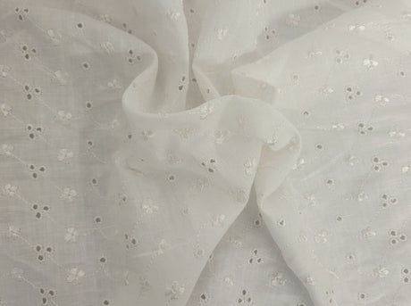 Linen Eyelet Embroidery Off White Fabric