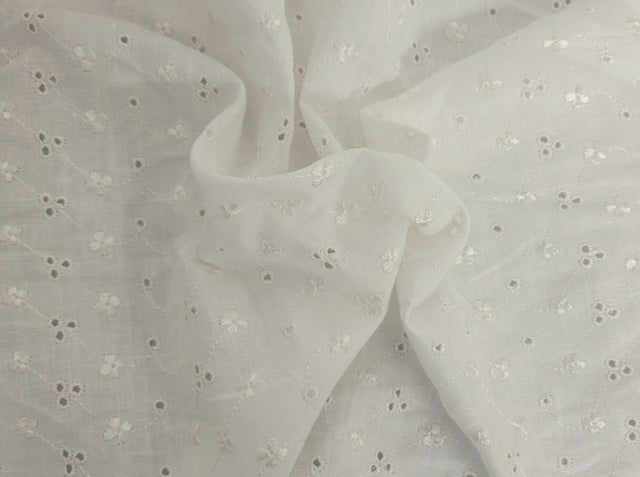 Linen Eyelet Embroidery Off White Fabric