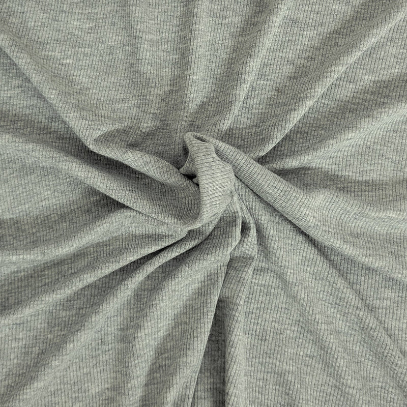 1 Yard Heather Gray 2x1 Rib Knit Modal Spandex Fabric Soft Stretchy Knit